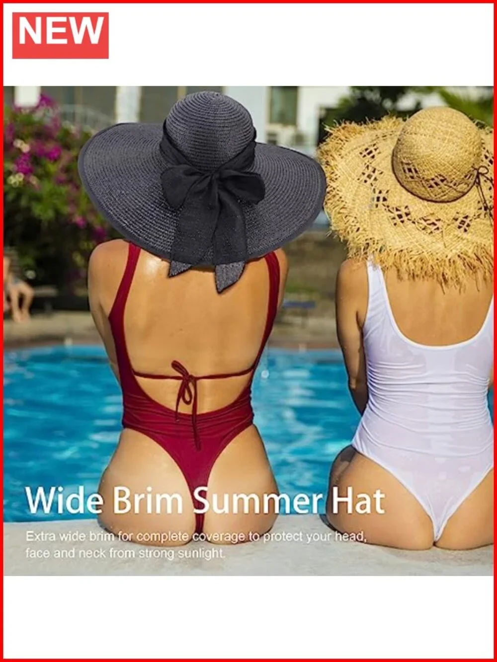 Wide Brim Foldable Straw Sun Hat UPF 50+ for Beach Vacation